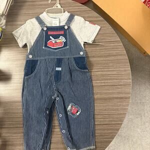 Vintage Catton Candy “Mr. Handyman” Denim Overalls Set – 24M Baby Outfit
